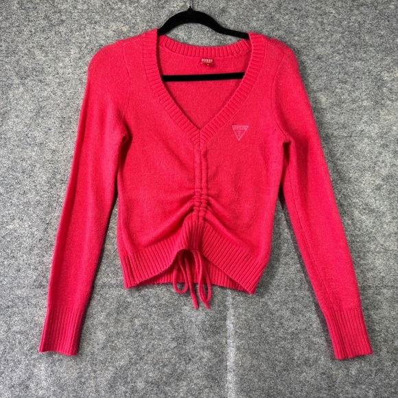 Guess Y2K Pink  Lace Up Sweater Barbie Core Pullover Cardigan Size Small - Picture 2 of 14